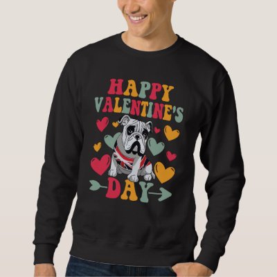 Happy Valentines Day English Bulldog Heart Love Gr Sweatshirt