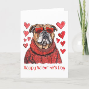 Happy Valentines Day English Bulldog Holiday Card