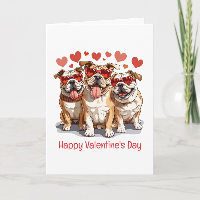 Happy Valentines Day English Bulldog Holiday Card (Front)