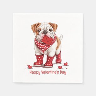 Happy Valentines Day English Bulldog Napkins