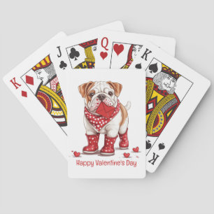 Happy Valentines Day English Bulldog Poker Cards