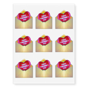 Happy Valentine's day envelope and heart clipart Temporary Tattoos