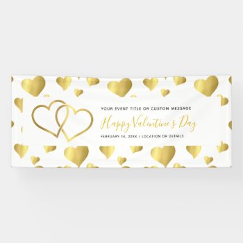 Happy Valentine's Day Event Gold Hearts Banner by decor_de_vous at Zazzle