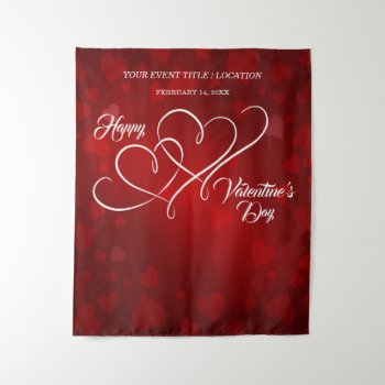 Happy Valentine's Day Event Linked Hearts Banner Tapestry by decor_de_vous at Zazzle