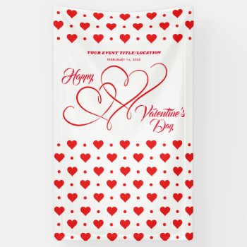 Happy Valentine's Day Event Red Hearts Banner by decor_de_vous at Zazzle