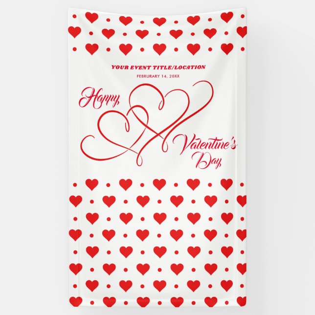 HAPPY VALENTINE'S DAY EVENT RED HEARTS BANNER (Vertical)