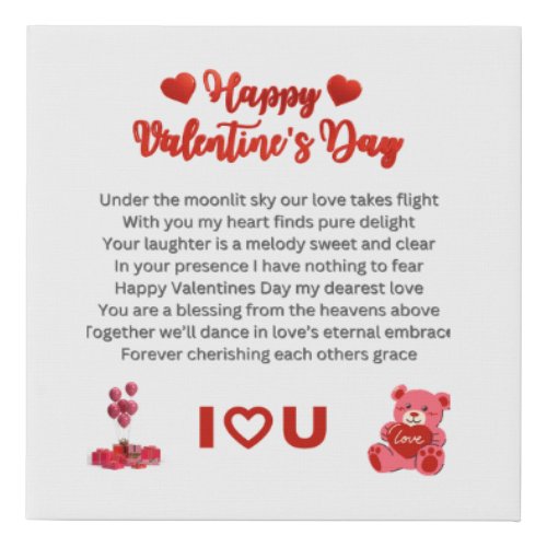 happy valentines day faux canvas print