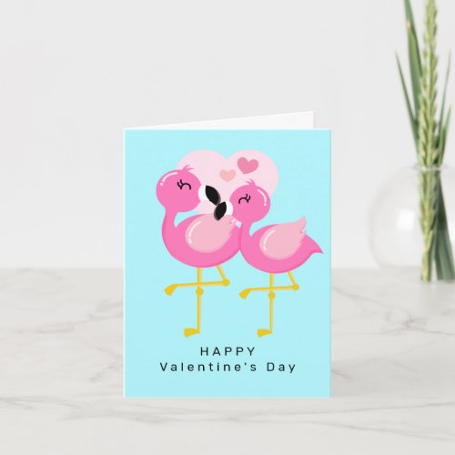 Happy Valentines Day  Flamingo Thank You Card