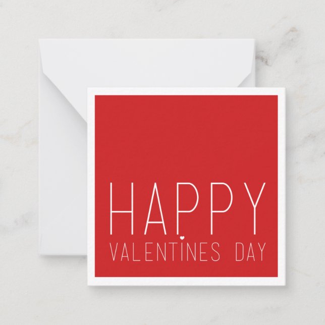 Happy Valentines Day Flat Note Card (Front)