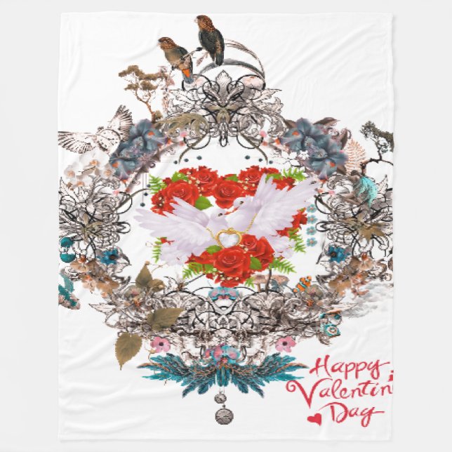 Happy valentine's day  fleece blanket (Front)
