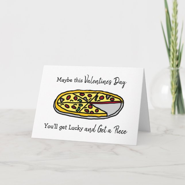 Happy Valentine's Day Flirty Pizza Pun Card (Front)