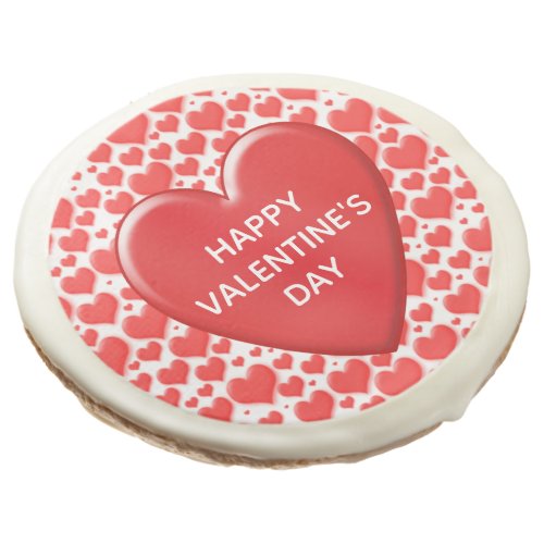 Happy Valentines Day Floating Red Hearts Pattern Sugar Cookie