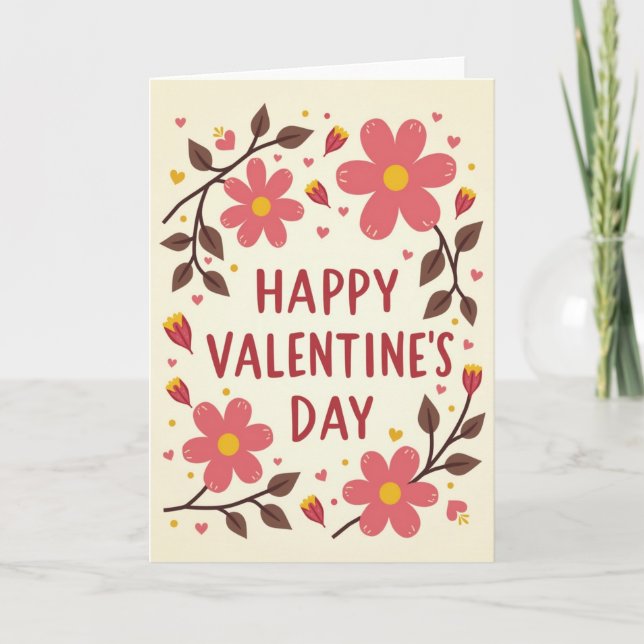 Happy Valentines Day Floral Card (Front)