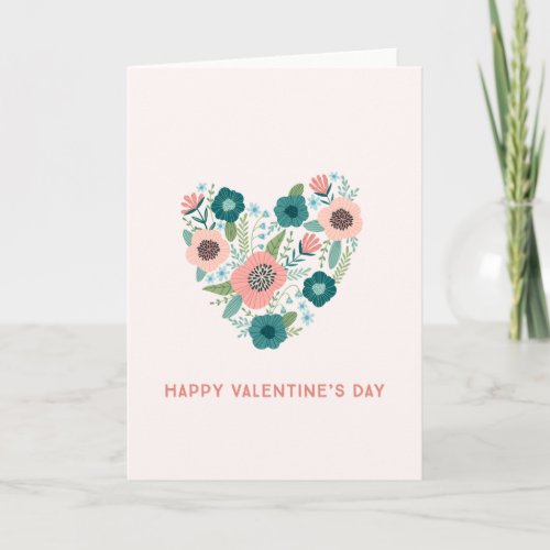 HAPPY VALENTINES DAY  Floral Heart Card