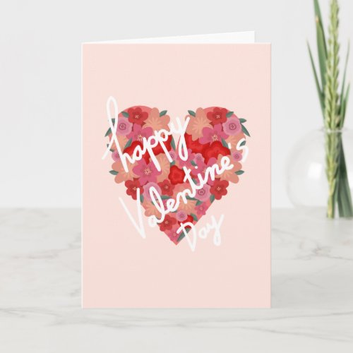 HAPPY VALENTINES DAY  Floral Heart Card