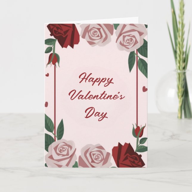 Happy Valentine's Day Floral Rose Heart Card (Front)