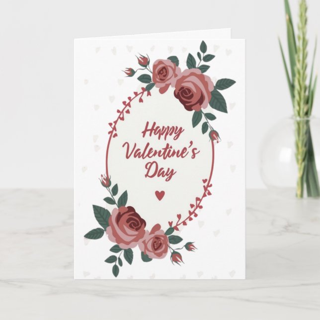 Happy Valentine's Day Floral Roses Heart Card (Front)