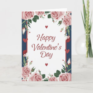 Happy Valentine's Day Floral Rose's Heart's Card
