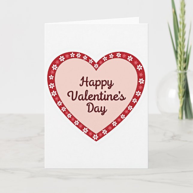 Happy Valentines Day Flower Heart Card (Front)