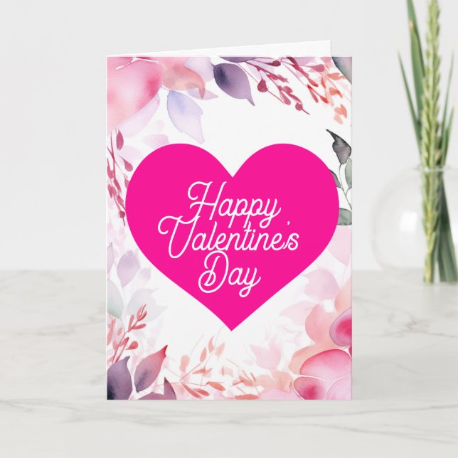 Happy Valentines Day Flower heart Holiday Card (Front)