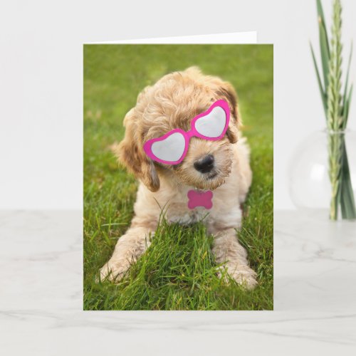 Happy Valentines Day For Anyone Cute Goldendoodle Holiday Card