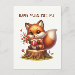 Happy Valentine's Day fox Holiday Postcard