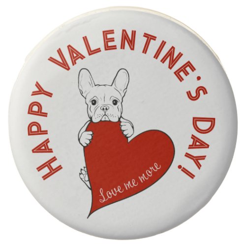 Happy Valentines Day French Bulldog And A Heart Chocolate Covered Oreo
