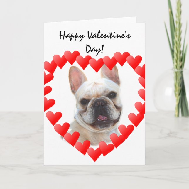 Happy Valentine's Day French Bulldog greeting card (Front)