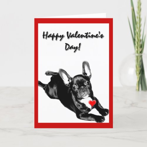 Happy Valentines Day French Bulldog greeting card