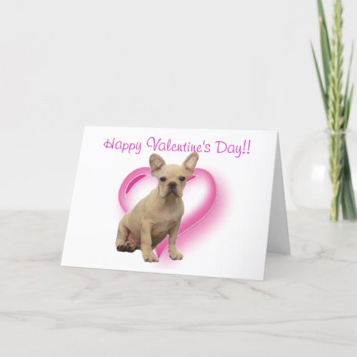 Happy Valentines Day French bulldog greeting card
