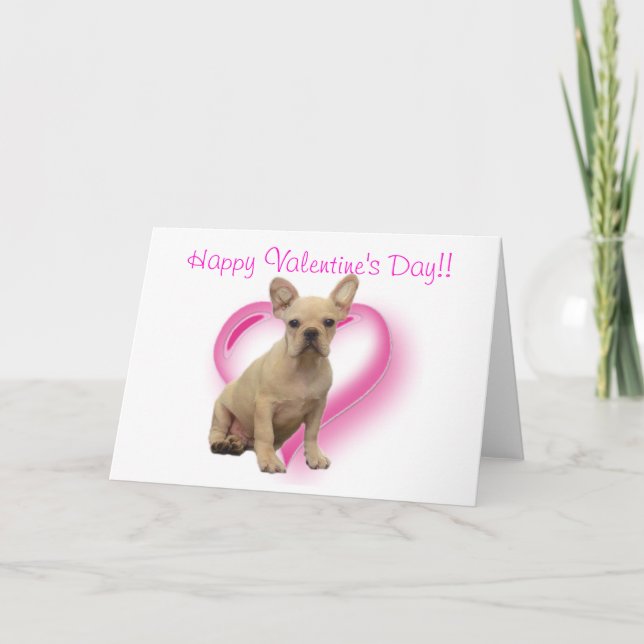 Happy Valentine's Day French bulldog greeting card (Front)