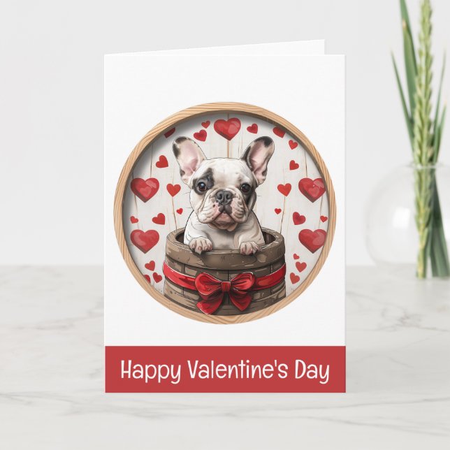 Happy Valentines Day French Bulldog Holiday Card (Front)