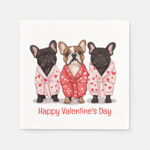 Happy Valentines Day French Bulldog Napkins