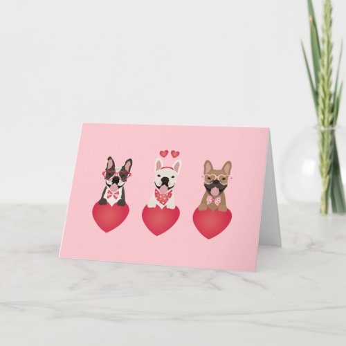 Happy Valentines Day French Bulldogs Card