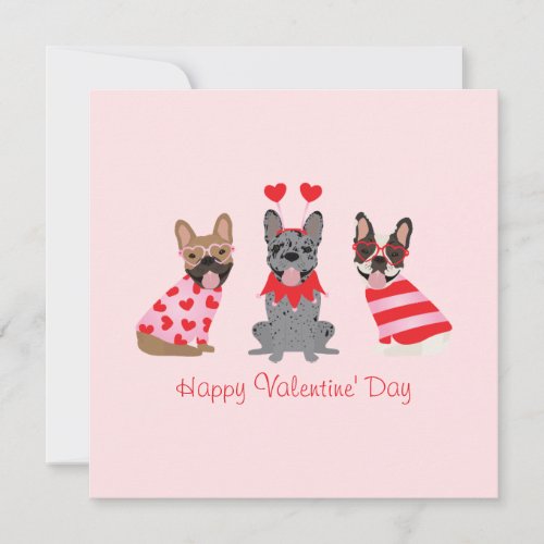 Happy Valentines Day French Bulldogs Card