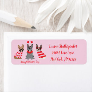 Happy Valentines Day French Bulldogs Label