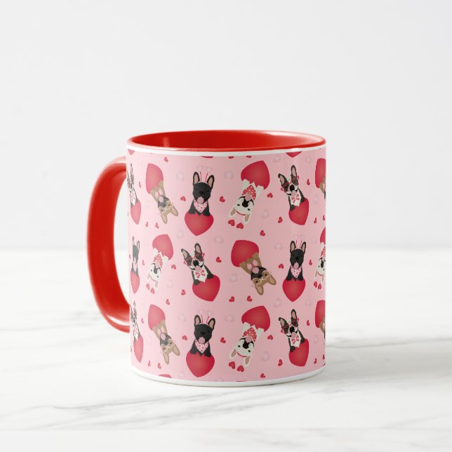 Happy Valentines Day French Bulldogs Mug (Front Left)
