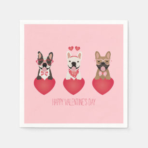 Happy Valentines Day French Bulldogs Napkins