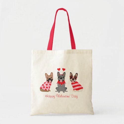 Happy Valentines Day French Bulldogs Tote Bag