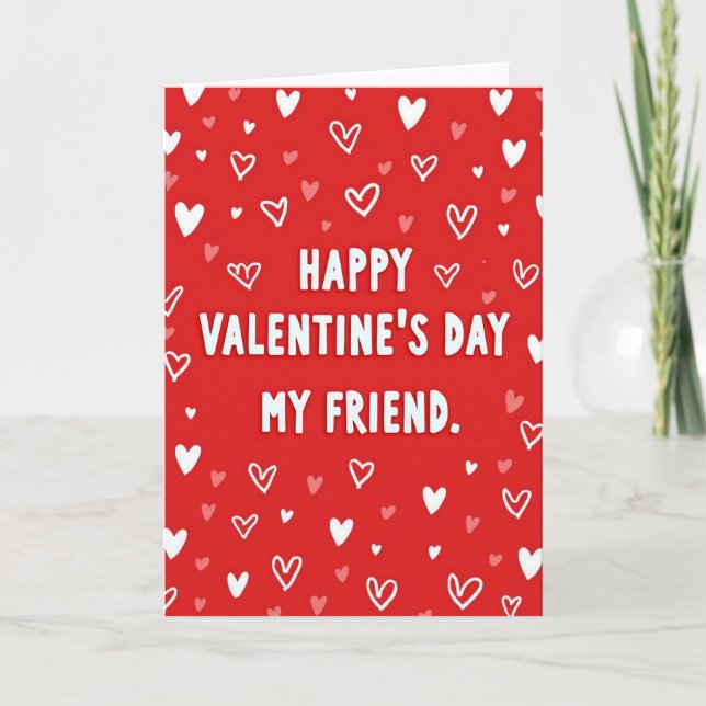 Happy Valentines Day Friend Hearts Card (Front)