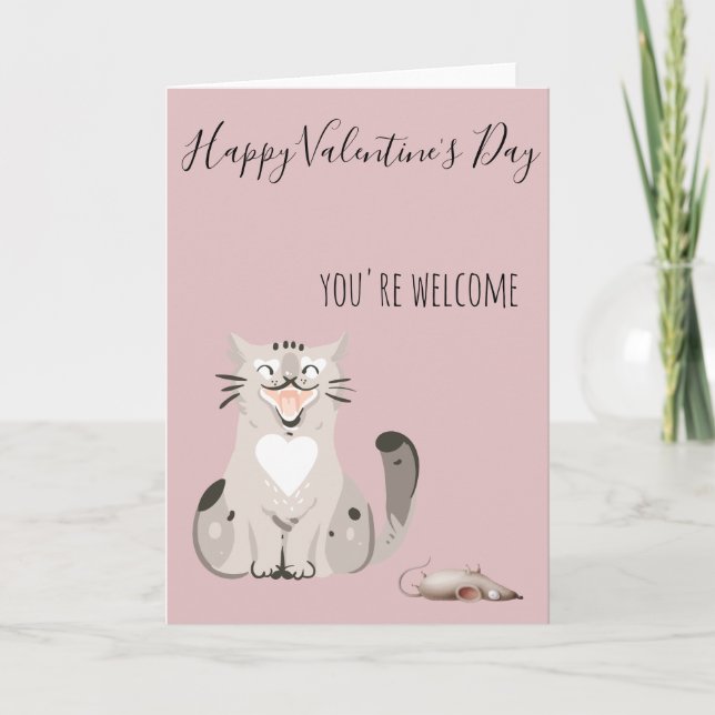 Happy Valentine's Day From Cat Funny Card (Front)