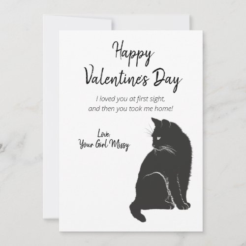 Happy Valentines Day From Cat Holiday Card