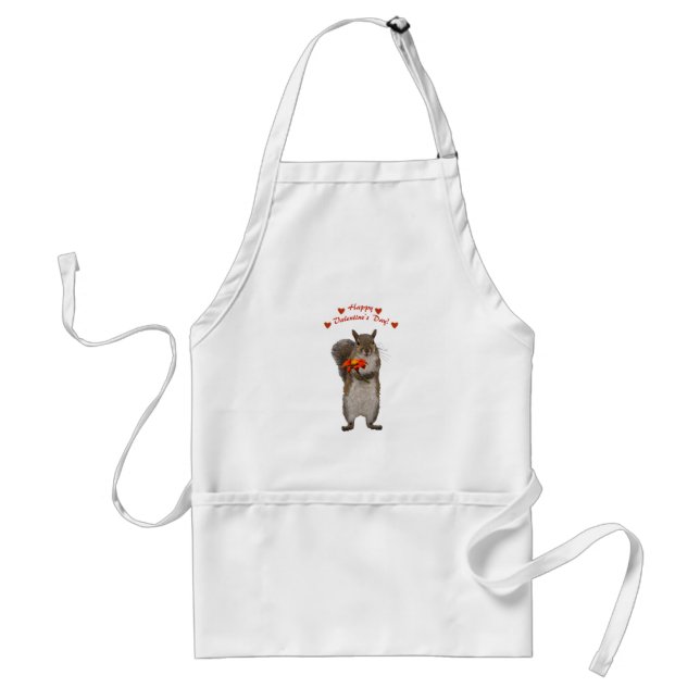 Happy Valentines Day from cute Squirrel Adult Apron (Front)