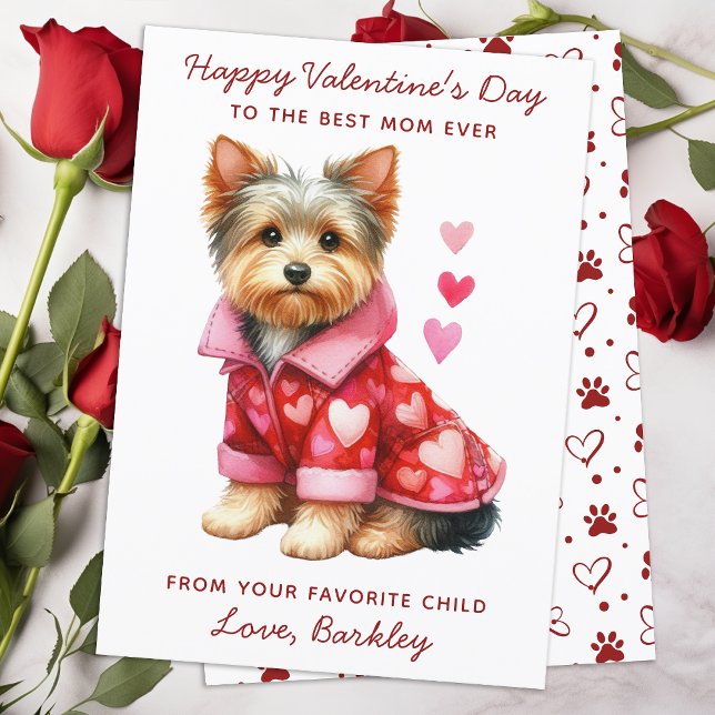 Happy Valentines Day From Dog Yorkshire Terrier Holiday Card (Creator Uploaded)