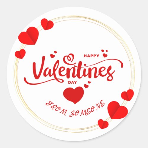 Happy Valentines Day from Name  Classic Round Sticker