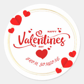 Happy Valentine's Day from Name  Classic Round Sticker
