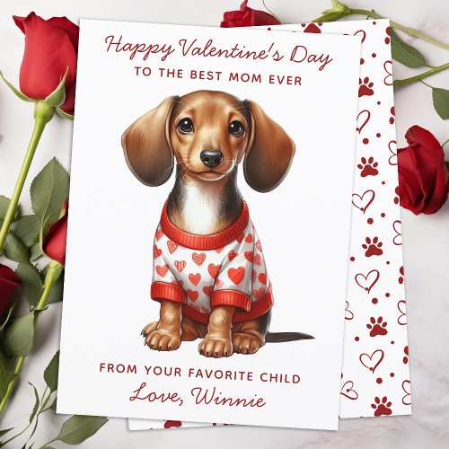 Happy Valentines Day From The Dog Cute Dachshund Holiday Card
