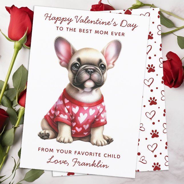 Happy Valentines Day From The Dog French Bulldog Holiday Card (Creator Uploaded)