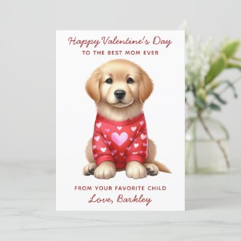 Happy Valentines Day From The Dog Golden Retriever Holiday Card | Zazzle