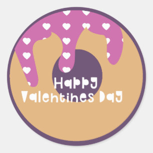 Happy Valentines Day Frosted Heart Donut Classic Round Sticker